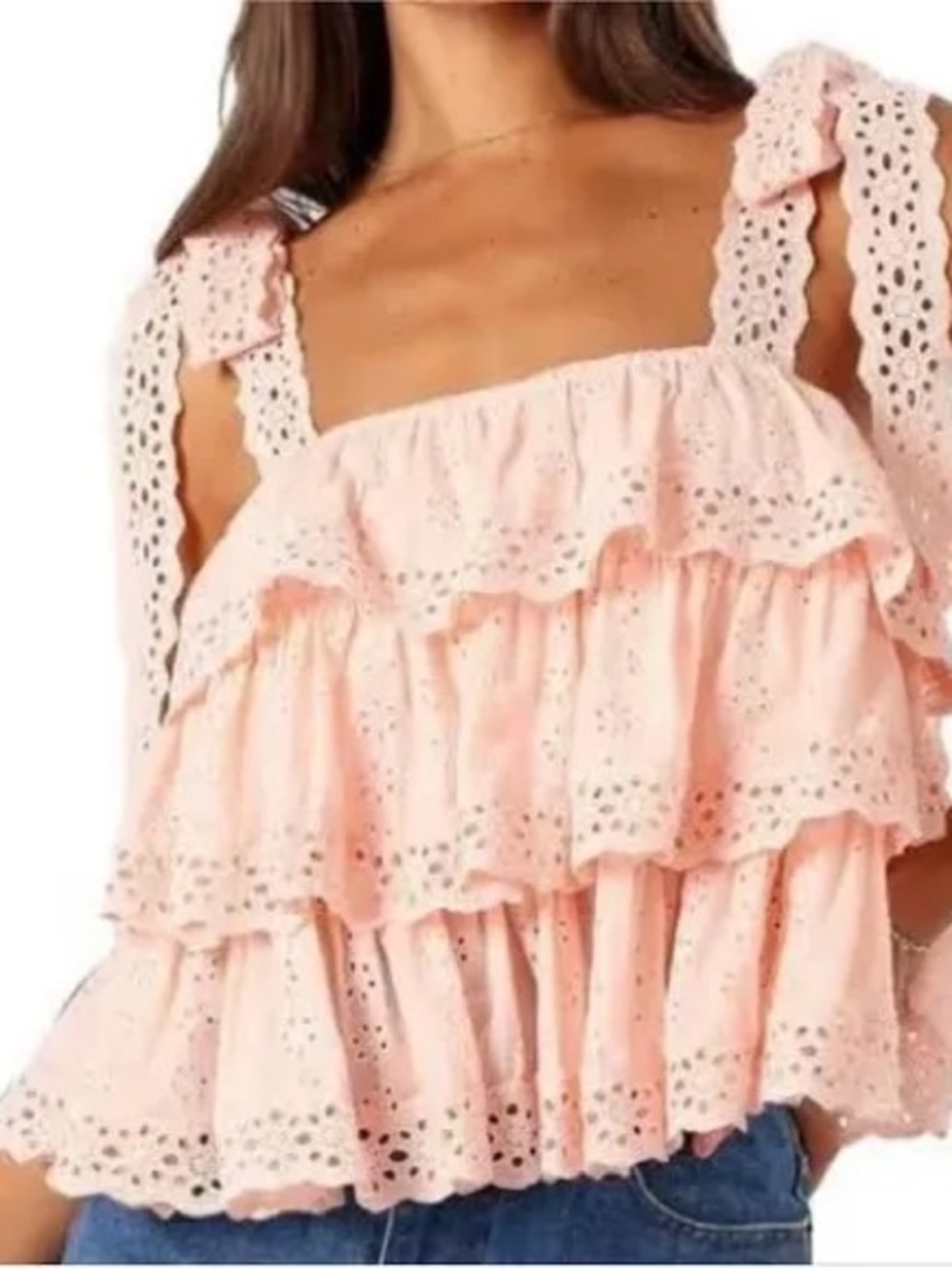 NWT Petal & Pup Tanya Tiered Ruffle eyelet  top Medium